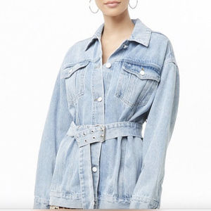 Belted Oversized Denim Jacket